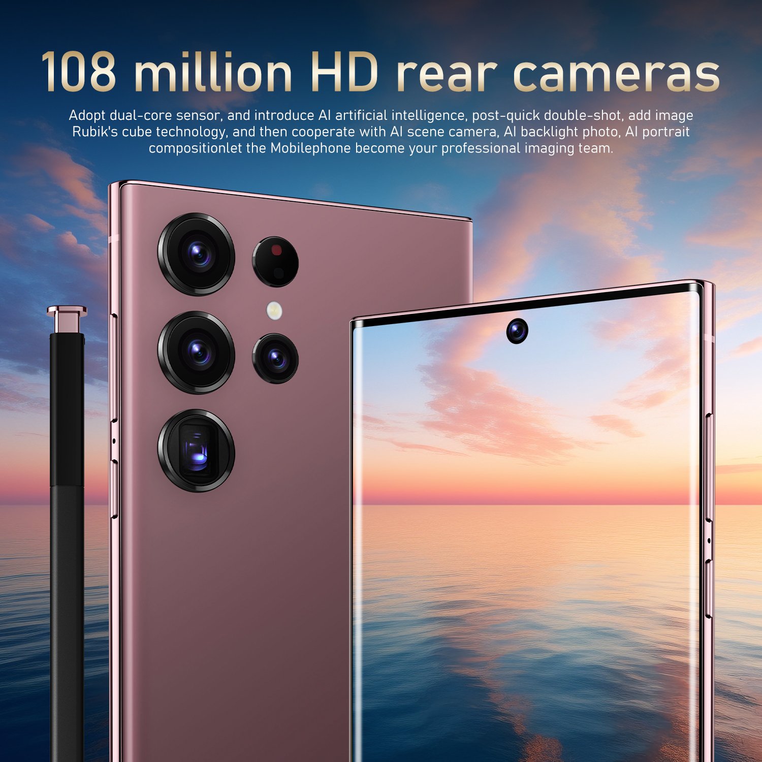 S23+Ultra S23 Large Screen 6.8 "6G+128GB Original Face Unlock Smartphone Android 12 Unlock Phone